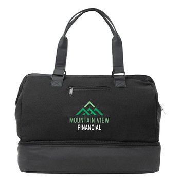 Matte Weekender Travel Duffel Bag With Drop Bottom & Trolley Strap - Personalization Available from Positive Promotions