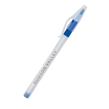 Frosted Clear Plastic Grip Stick Ballpoint Pen With Cap - One-Color Personalization Available from Positive Promotions