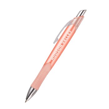 Pearl Pastel Plastic Click Ballpoint Pen With Grip - One-Color Personalization Available from Positive Promotions