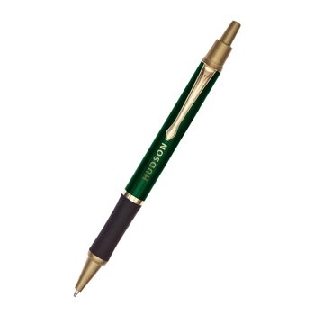 Gold Glossy Plastic Ballpoint Pen With Grip - One-Color Personalization Available from Positive Promotions
