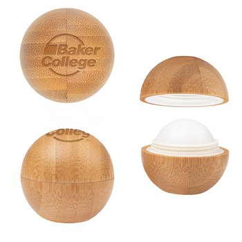 Bamboo Vanilla Lip Balm Ball - Laser-Engraved Personalization Available from Positive Promotions