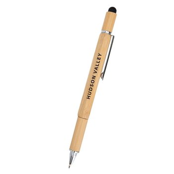 Bamboo Multi-Tool Pen With Stylus - One-Color Personalization Available from Positive Promotions