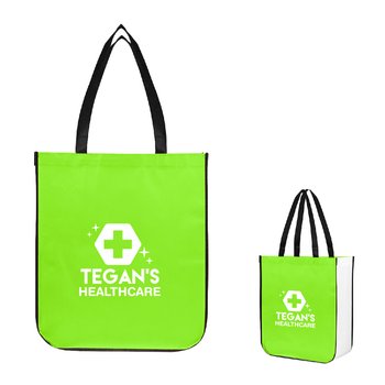 Recycled rPET Jumbo Laminated Tote Bag - One-Color Personalization Available from Positive Promotions