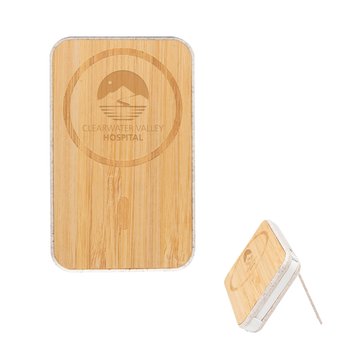 Wheat Straw & Bamboo Magnet Wireless Charging Power Bank 5W - Laser-Engraved Personalization Available from Positive Promotions