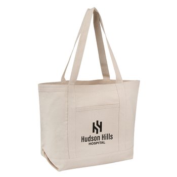 Port Recycled Cotton Boater Tote Bag - One-Color Personalization Available from Positive Promotions