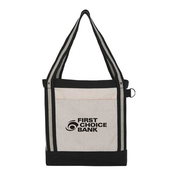 Recycled Cotton Striped Tote Bag 12 oz. - One-Color Personalization Available from Positive Promotions