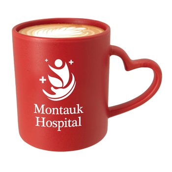 Heart Handle Ceramic Mug 12 oz. - One-Color Personalization Available from Positive Promotions