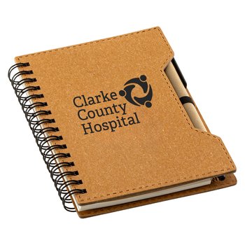 Recycled Spiral Notebook With Pen & Sticky Notes - One-Color Personalization Available from Positive Promotions