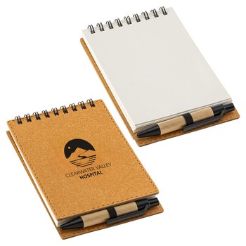 Recycled Spiral Notepad With Pen - One-Color Personalization Available from Positive Promotions