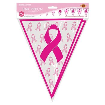 Breast Cancer Awareness Pink Ribbon Pennant Banner from Positive Promotions