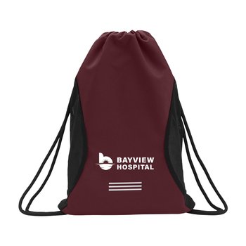 Recycled Drawstring Cinch Backpack With Reflective Stripes - One-Color Personalization Available from Positive Promotions