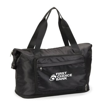 Expandable Travel Tote Bag With Drop Bottom Compartment - One-Color Personalization Available from Positive Promotions