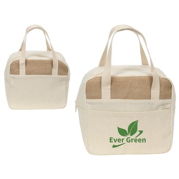 Recycled Cotton & Jute Insulated Cooler Bag 8 Can - One-Color Personalization Available from Positive Promotions