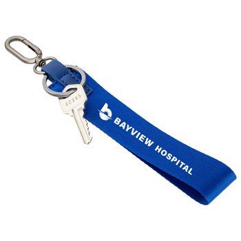 Water-Repellent Fabric Carabiner Keychain - One-Color Personalization Available from Positive Promotions
