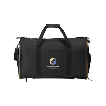 Recycled Water-Repellent Garment Bag Convertible Duffel - Full-Color Personalization Available from Positive Promotions