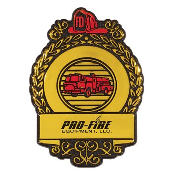 Fire Prevention Clip-On Fire Dept Badge - One-Color Personalization Available from Positive Promotions