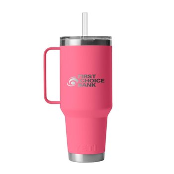YETI® Rambler Stainless-Steel Tumbler Mug 42 oz. With Handle & Straw Lid - Laser-Engraved Personalization Available from Positive Promotions