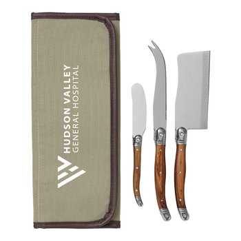 Charcuterie Serving Knife Set in Recycled Roll - One-Color Personalization Available from Positive Promotions