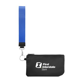 Recycled rPET Wrist Pouch With Strap - One-Color Personalization Available from Positive Promotions