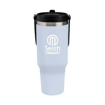 Flip-Top Spout & Carry Handle Stainless-Steel Tumbler 40 oz. - One-Color Personalization Available from Positive Promotions