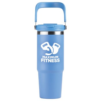 2-in-1 Chug/Spout Lid & Carry Handle Stainless-Steel Tumbler 30 oz. - One-Color Personalization Available from Positive Promotions