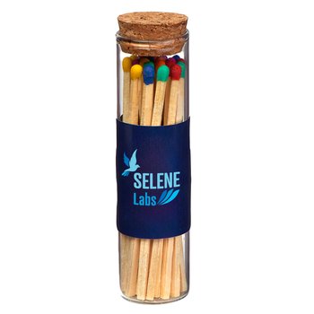 Glass Matchstick Jar With Label - 20 Count - Full-Color Personalization Available from Positive Promotions