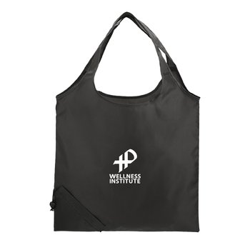 Recycled rPET Foldable Shopping Tote Bag - One-Color Personalization Available from Positive Promotions