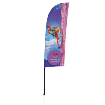 Sail Sign Flag Kit - 9' Blade-Shaped Flag With Ground Spike (Single Sided) - Full-Color Personalization Available from Positive Promotions
