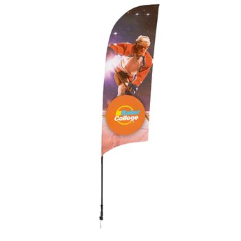 Sail Sign Flag Kit - 9' Razor/Feather-Shaped Flag With Ground Spike (Single Sided) - Full-Color Personalization Available from Positive Promotions