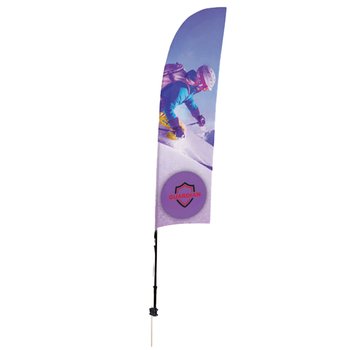 Sail Sign Flag Kit - 7' Blade-Shaped Flag With Ground Spike (Single Sided) - Full-Color Personalization Available from Positive Promotions