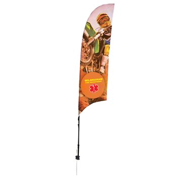 Sail Sign Flag Kit - 7' Razor/Feather-Shaped Flag With Ground Spike (Single Sided) - Full-Color Personalization Available from Positive Promotions