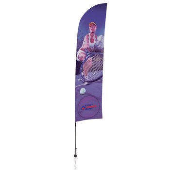 Sail Sign Flag Kit - 13' Blade-Shaped Flag With Ground Spike (Single Sided) - Full-Color Personalization Available from Positive Promotions