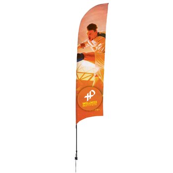 Sail Sign Flag Kit - 13' Razor/Feather-Shaped Flag With Ground Spike (Single Sided) - Full-Color Personalization Available from Positive Promotions