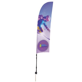 Sail Sign Flag Kit - 7' Blade-Shaped Flag With Ground Spike (Double Sided) - Full-Color Personalization Available from Positive Promotions