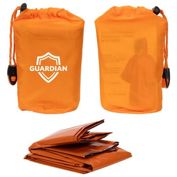 Emergency Safety Poncho With Whistle - One-Color Personalization Available from Positive Promotions