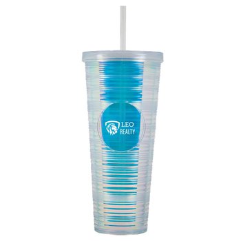 Starbs Iridescent Double-Wall Plastic Tumbler 24 oz. & Straw - One-Color Personalization Available from Positive Promotions