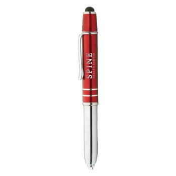 Multi-Function Stylus Pen With Fidget Spinner & LED Light - Laser-Engraved Personalization Available from Positive Promotions