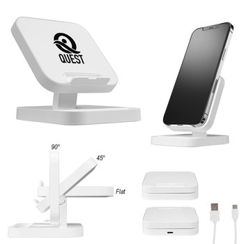 15W Recycled Qi Wireless Charging Portable Phone Stand - One-Color Personalization Available from Positive Promotions