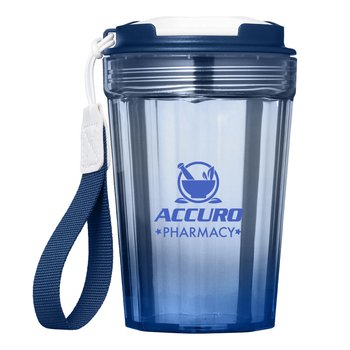 Ombre Recycled Plastic Tumbler With Wrist Strap 12 oz. - One-Color Personalization Available from Positive Promotions
