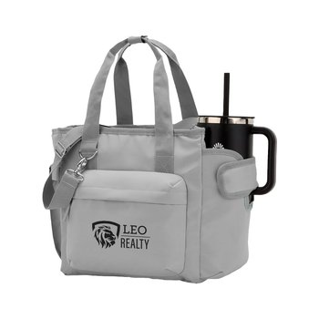 Recycled 16-Can Cooler With Exterior XL Tumbler Pocket - One-Color Personalization Available from Positive Promotions