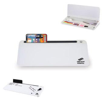 Glass Whiteboard Desk Organizer With Markers - One-Color Personalization Available from Positive Promotions