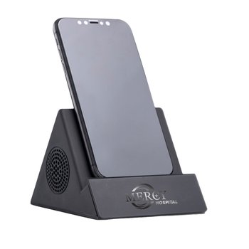 Pyramid Wireless Bluetooth® Speaker & Phone Charging Stand 10W - Laser-Engraved Personalization Available from Positive Promotions