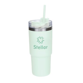 Sammy Soft-Touch Stainless-Steel Tumbler With Straw 25 oz. - One-Color Personalization Available from Positive Promotions