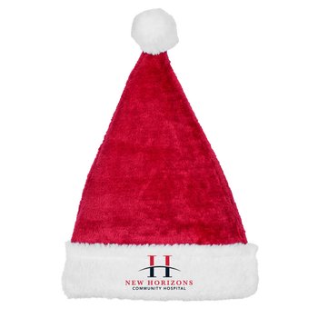 Red Plush Holiday Santa Hat 17.5