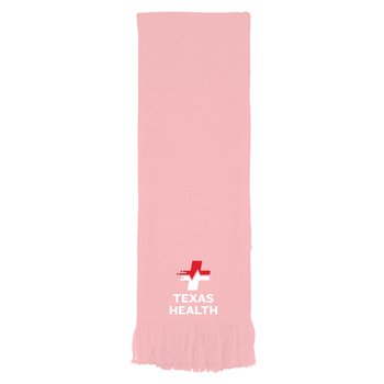 Unisex Acrylic Knit Scarf With Fringe - Embroidered Personalization Available from Positive Promotions