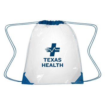 Clear Backpack With Matching Drawstring & Colored Trim - One-Color Personalization Available from Positive Promotions
