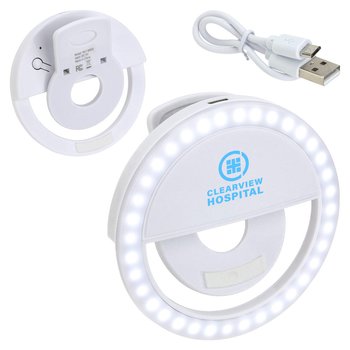 Bright LED Clip-On Ring Light - One-Color Personalization Available from Positive Promotions