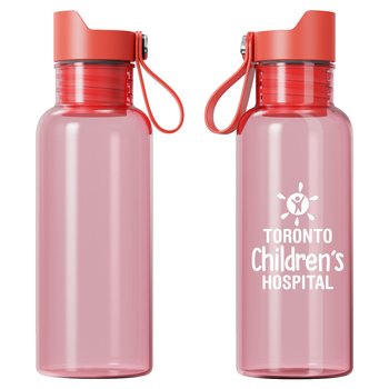 Recycled rPET Bottle 20 oz. With Push Lid & Loop - One-Color Personalization Available from Positive Promotions
