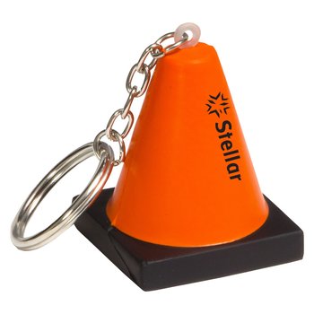 Construction Cone Stress Reliever Key Chain - One-Color Personalization Available from Positive Promotions