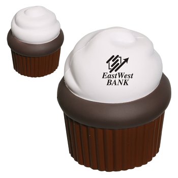 Chocolate Cupcake Stress Reliever - One-Color Personalization Available from Positive Promotions